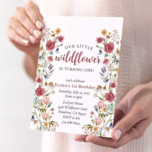 Wildflower 1st Birthday Invitation