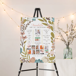 Wildflower 1st Birthday Milestone 12 Month Photo Foam Board