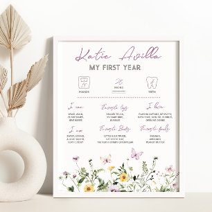 Wildflower 1st Birthday Milestone Sign