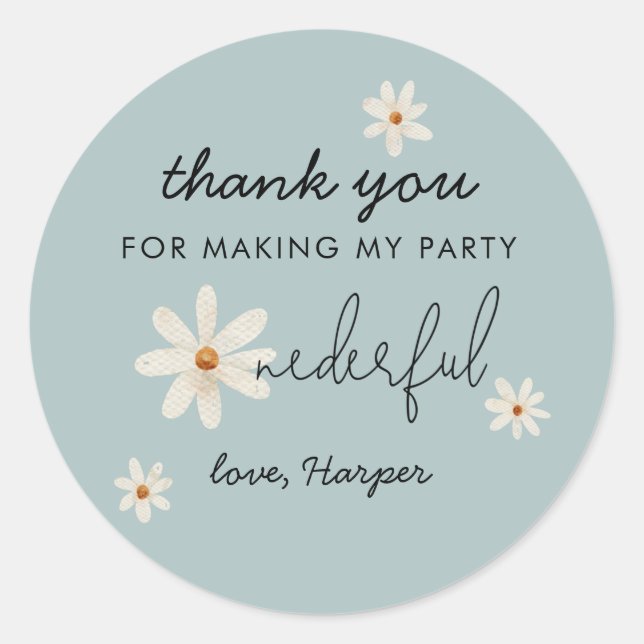 Wildflower 1st Birthday ONEderful favor Classic Round Sticker (Front)