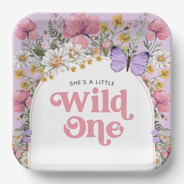 Wildflower 1st Birthday Paper Plates (Front)