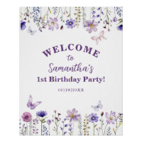 Wildflower 1st Birthday Party Welcome Sign