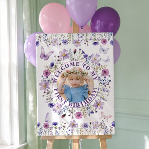 Wildflower 1st Birthday Photo Welcome Sign