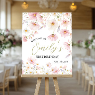 Wildflower 1st Birthday Welcome Sign