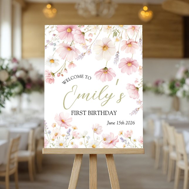 Wildflower 1st Birthday Welcome Sign (Creator Uploaded)