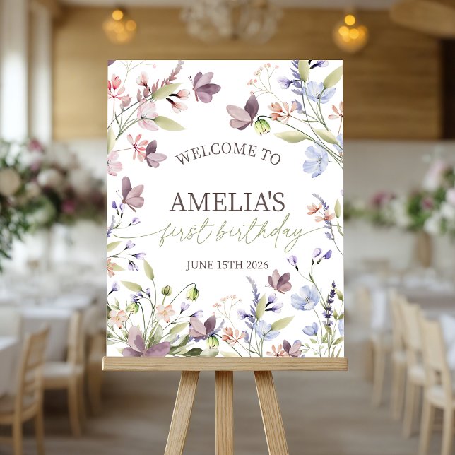 Wildflower 1st Birthday Welcome Sign (Creator Uploaded)