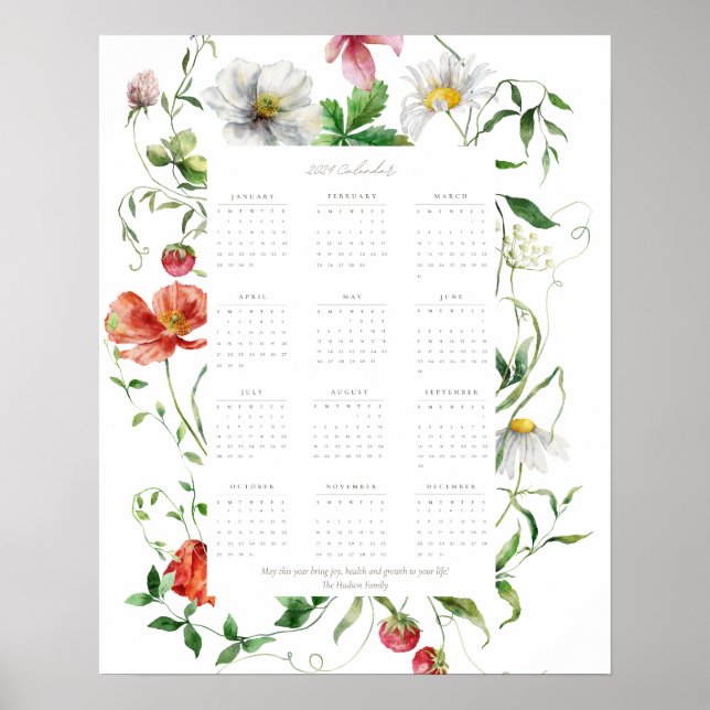 Wildflower 2024 Full Year Motivational Calendar Poster (Front)
