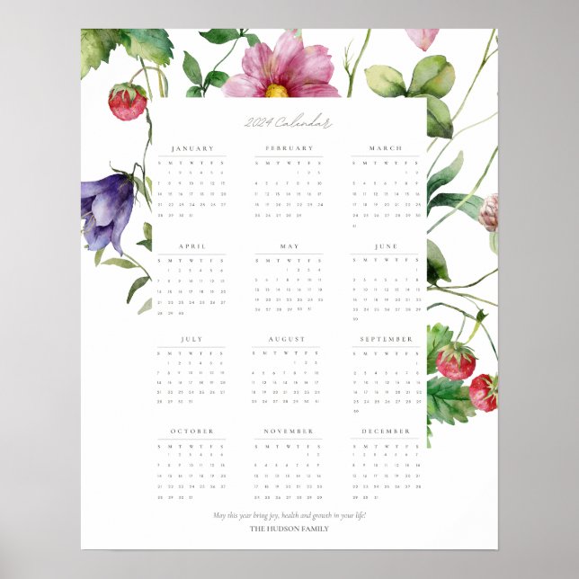 Wildflower 2024 Full Year Motivational Calendar Poster (Front)