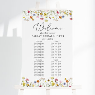 Wildflower 4 Table Bridal Shower Seating Chart Foam Board