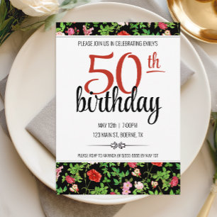 Wildflower 50th Birthday Invitation