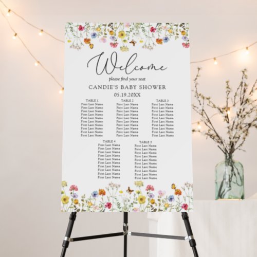 Wildflower 5 Table Baby Shower Seating Chart Foam Board