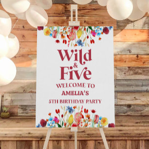 Wildflower 5th Fifth Birthday Party Welcome Sign