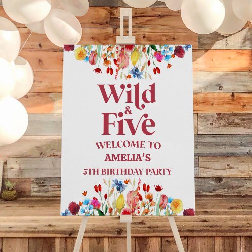 Wildflower 5th Fifth Birthday Party Welcome Sign