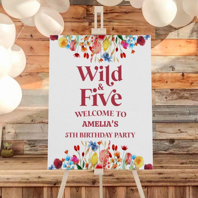 Wildflower 5th Fifth Birthday Party Welcome Sign (Creator Uploaded)