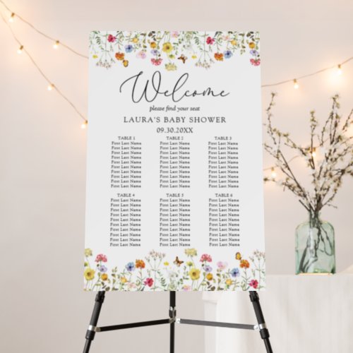 Wildflower 6 Table Baby Shower Seating Chart Foam Board