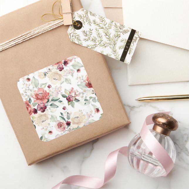 Wildflower 7th Birthday Square Sticker (Gifting)