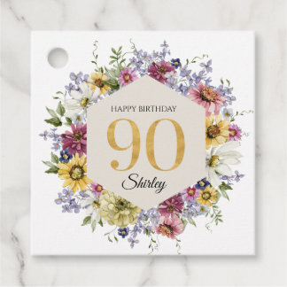Wildflower 90th Birthday Personalized Favor Tags