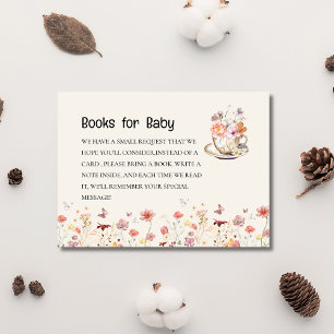 Wildflower a baby is brewing tea baby shower book enclosure card