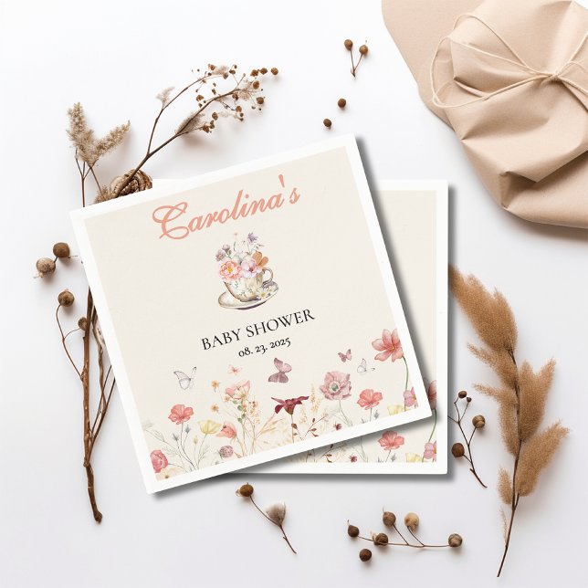 Wildflower a baby is brewing tea party baby shower napkins (Creator Uploaded)