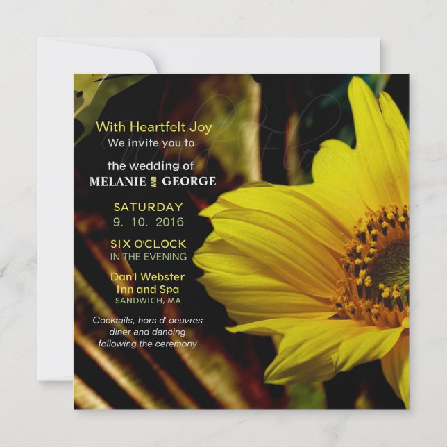 Wildflower Abstract Sunflowers Invitation (Back)
