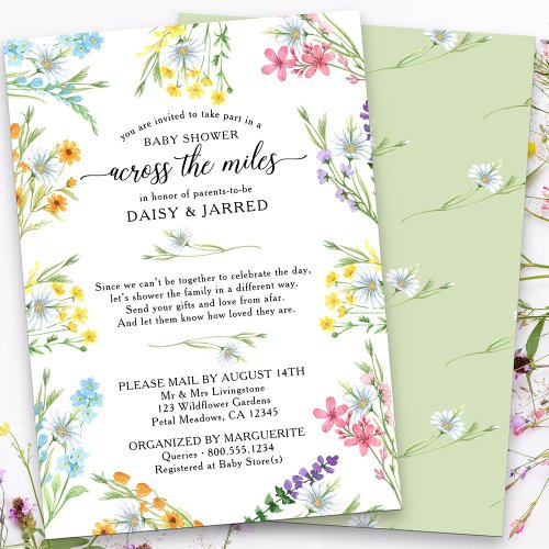 Wildflower Across the Miles Baby Shower by Mail Invitation