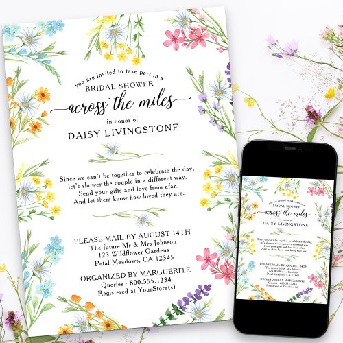 Wildflower Across the Miles Bridal Shower by Mail Invitation