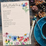 Wildflower Advice and Predictions Baby Shower Game