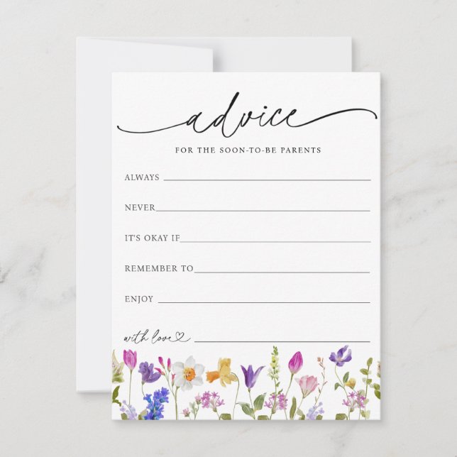 Wildflower Advice for the Parents Baby Shower Card (Front)