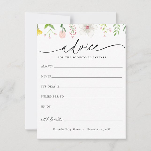 Wildflower Advice for the Parents Baby Shower Card (Front)