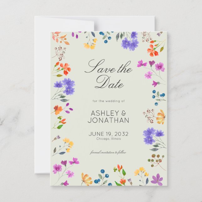 Wildflower Alabaster Wedding Save the Date Magnet (Front)