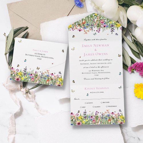 Wildflower All in One Wedding Invite
