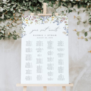 Wildflower Alphabetical Seating Chart Foam Board