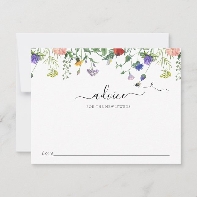 Wildflower and Bee Advice for the Newlyweds Card (Front)