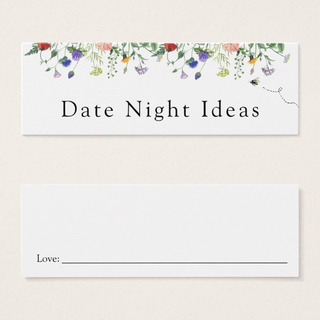 Wildflower and Bee Date Night Idea Card (Front & Back)