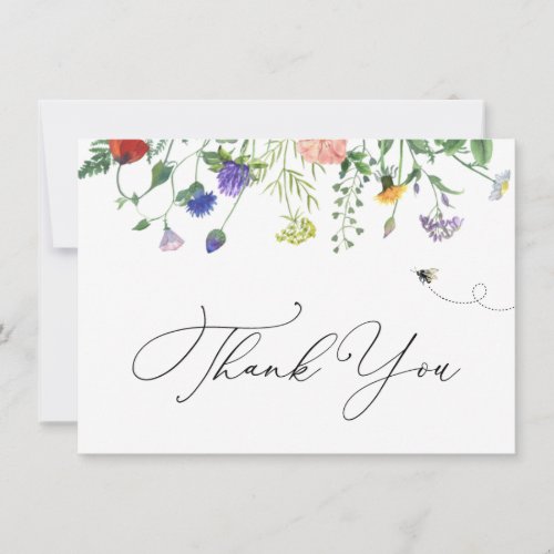 Wildflower and Bee Thank You  Note Card