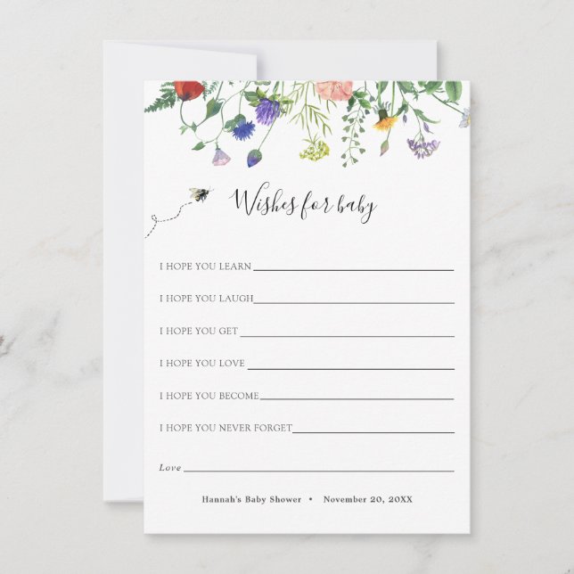 Wildflower and Bee Wishes for Baby Card (Front)