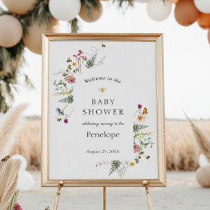 Wildflower and Bees Baby Shower Welcome Sign