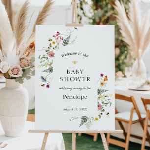 Wildflower and Bees Baby Shower Welcome Sign