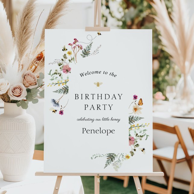 Wildflower and Bees Birthday Welcome Sign (Creator Uploaded)