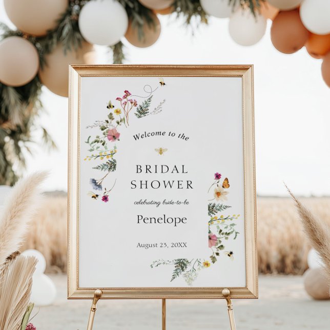 Wildflower and Bees Bridal Shower Welcome Sign (Creator Uploaded)