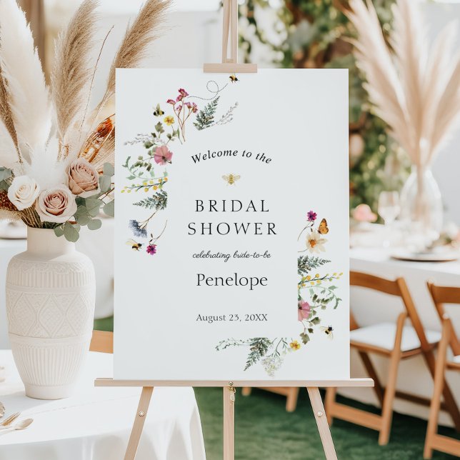 Wildflower and Bees Bridal Shower Welcome Sign (Creator Uploaded)