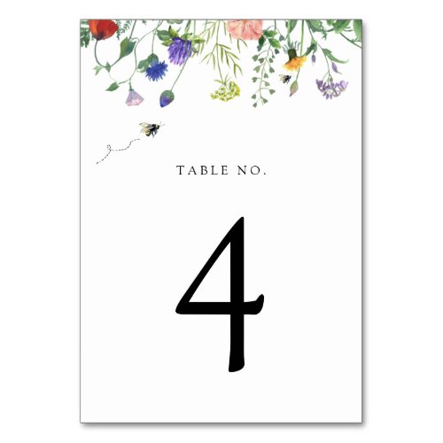 Wildflower and Bees Table Number