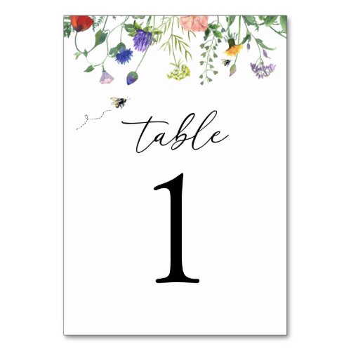 Wildflower and Bees Table Number