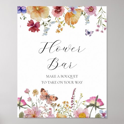 Wildflower and Butterflies Flower Bouquet Bar Sign