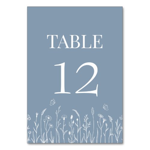 Wildflower and Butterflies Table Number Card