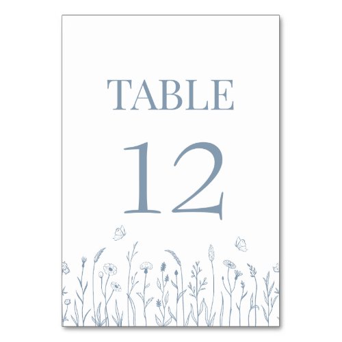 Wildflower and Butterflies Table Number Card