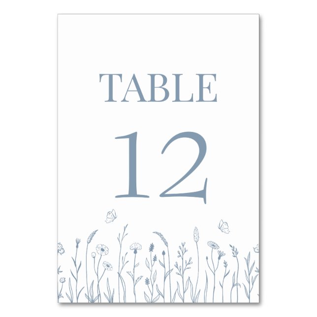 Wildflower and Butterflies Table Number Card (Front)