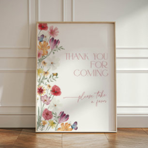 Wildflower and Butterflies Thank you for coming Pedestal Sign