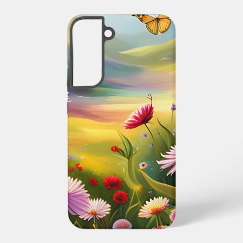 Wildflower and Butterfly Watercolor Design Samsung Galaxy S22 Case