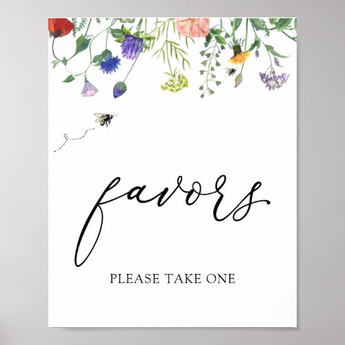 Wildflower and Buzzing Bees Favors Sign